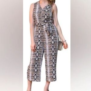 Banana Republic Snake Print Wide-Leg Jumpsuit size 2